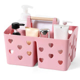 Anyoifax Portable Shower Caddy Plastic Shower Basket Organizer Divided Bathroom Caddy Storage Cleanning Caddy Tote with Handle for College Dorm Room Kitchen Pink